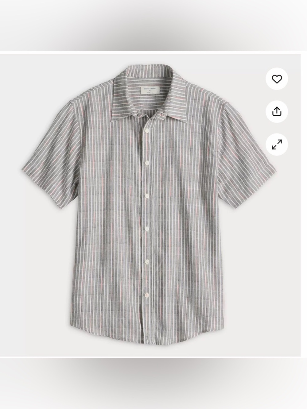 Ocean Current Short Sleeve Stripe Button-Down Shirt - Gray & White